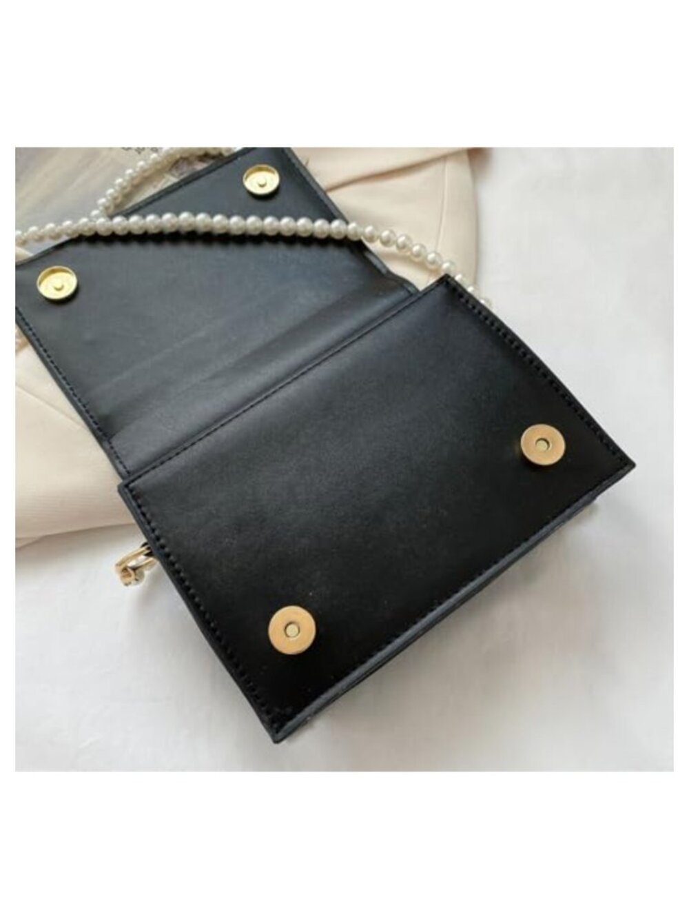 Mini Evening Purse Cow Print Clutch with Pearl Strap Crossbody - Picture 3 of 5